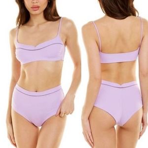 La Perla 2 Piece Lilac Purple Bandeau High Rise Bikini Swimsuit Set Size 2 NWT